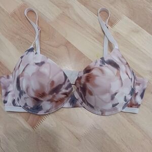 Danskin Intimates 34B Underwire Bra Lightly‎ Lined Floral Print Nylon Spandex